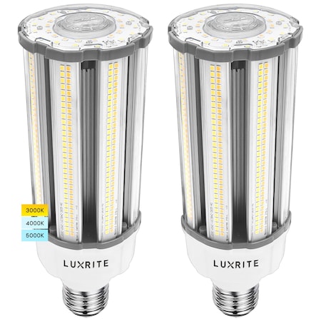 Luxrite COB LED Corn Bulbs 36/54/63W3 CCT Selectable Up to 9300LM 100-277V E39 Base 2-Pack LR41607-2PK